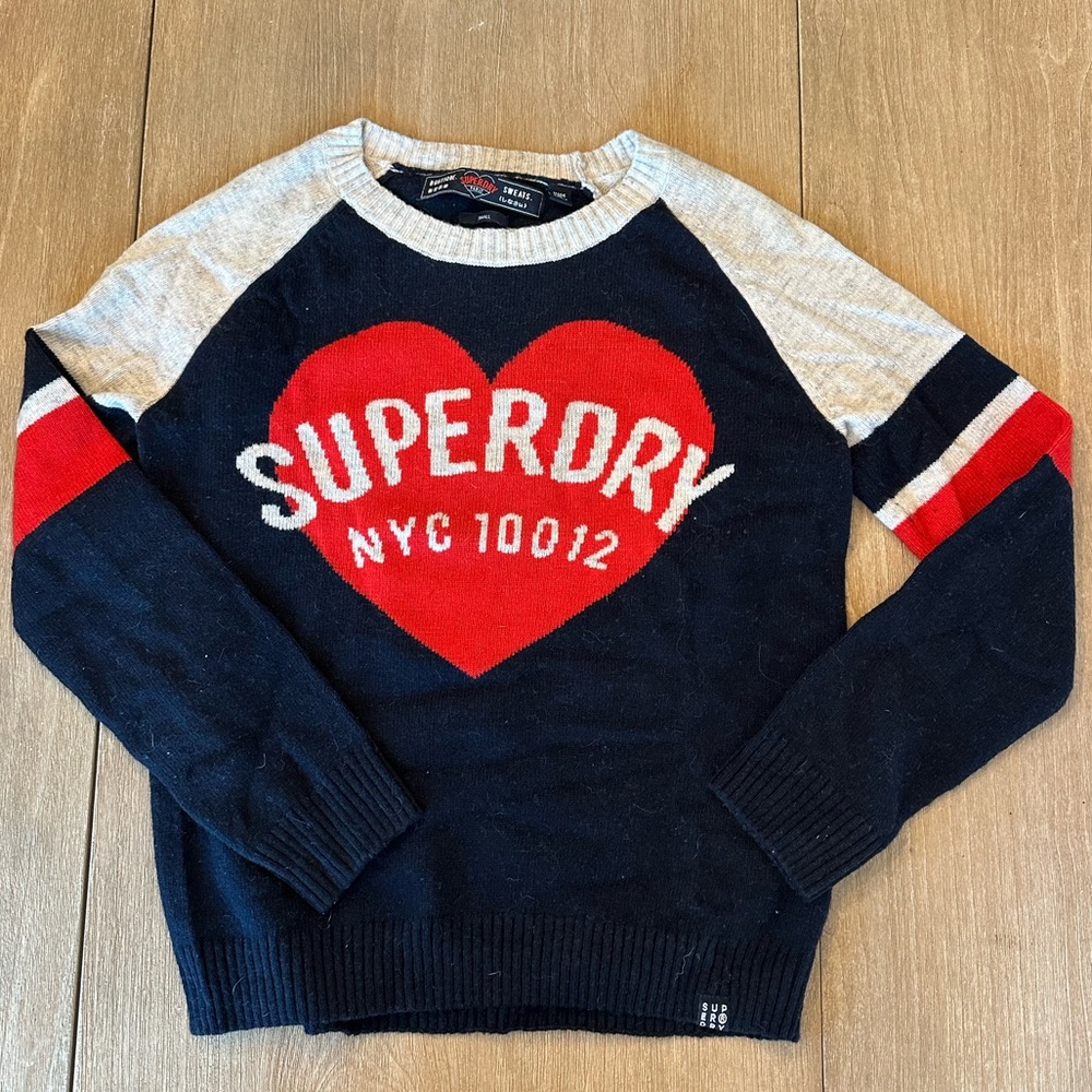 SUPERDRY sweater with heart NYC. Women's S